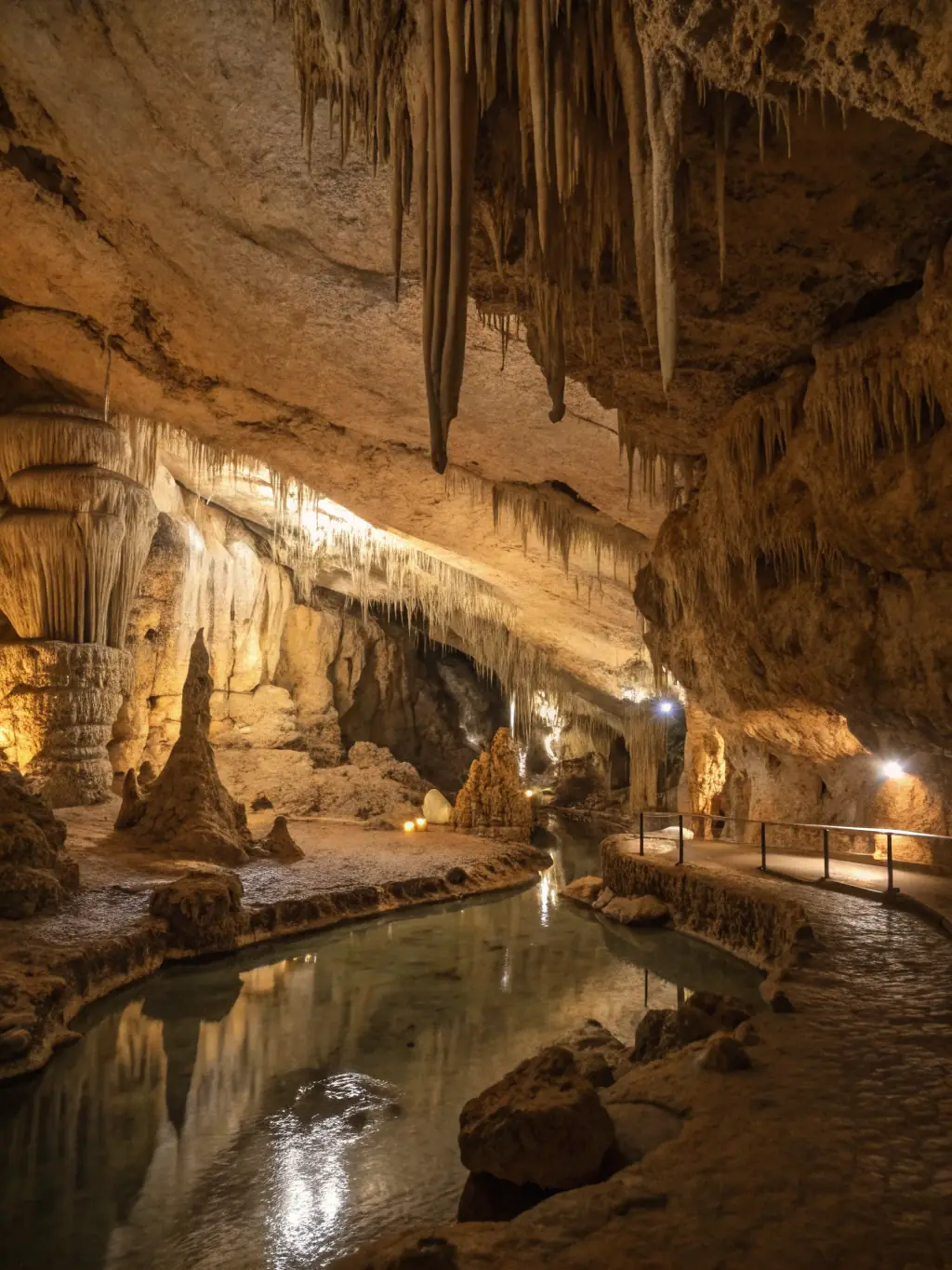 An enchanting image of the Waitomo Caves in New Zealand, illuminated by the bioluminescent glowworms, creating a magical and ethereal atmosphere.